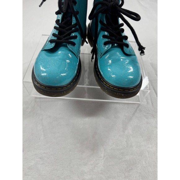 Dr. Martens 1460 Ankle Boots Kids 13 Turquoise Glitter Lace Up Side Zipper Retro - Picture 3 of 10